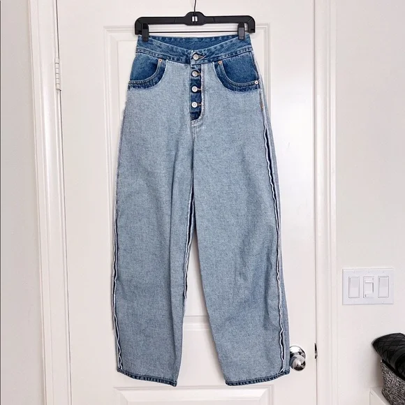 NWT MM6 Maison Margiela Inside Out Wide Leg Jeans - Picture 5 of 9